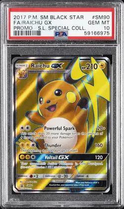 2017 POKEMON SM BLACK STAR PROMO #SM90 FULL ART/RAICHU GX PSA 10 - Image 1