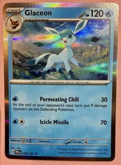 Pokemon TCG Glaceon Prismatic Evolutions Holo 025/131 NM - Image 1