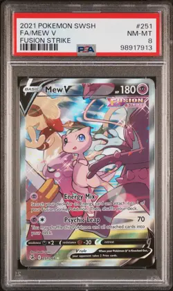 Mew V Alternate Full Art #251 SWSH Fusion Strike Pokemon PSA 8 - Image 1