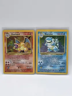 Pokemon Base Set Holo LOT Charizard 4/102 & Blastoise 2/102 Vintage WOTC MP - Image 1