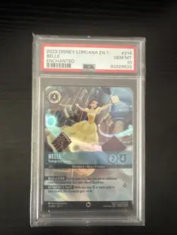 2023 Disney Lorcana EN 1-The First Chapter Belle #214 Enchanted Foil PSA 10 - Image 1