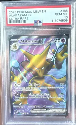 2023 POKEMON MEW EN-151 ULTRA RARE #188 ALAKAZAM EX PSA 10 - Image 1