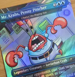 X 1 Mr. Krabs, Penny Pincher NM-M Charix, the Raging Isle Foil Secret Lair MTG - Image 1