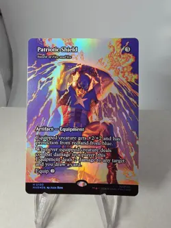 Patriotic Shield Magic The Gathering Marvel Super Heroes #M100 Borderless Foil - Image 1
