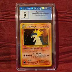 1999 Pokemon Japanese Neo Premium File Typhlosion Holo Swirl #157 CGC 9 Mint - Image 1