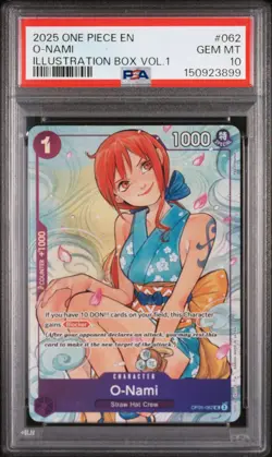 2025 ONE PIECE PROMOS ILLUSTRATION BOX VOL.1 #062 O-NAMI PSA 10 - Image 1