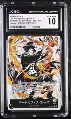 ✨ CGC 10 One Piece Portgas D. Ace ST13-001 L Alternate Art Parallel jpn - Image 1