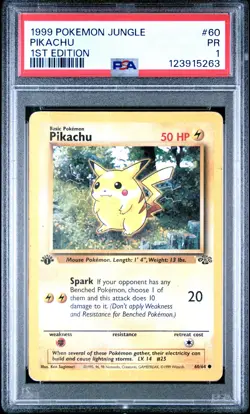 1999 POKEMON JUNGLE 1ST ED #60 PIKACHU PSA 1 - Image 1