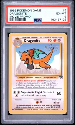 1999 POKEMON GAME MOVIE MOVIE PROMO #5 DRAGONITE PSA 6 - Image 1