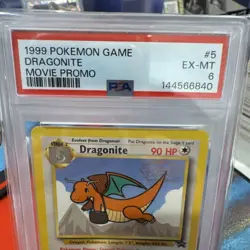 1999 POKEMON GAME MOVIE MOVIE PROMO #5 DRAGONITE PSA 6 - Image 3