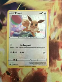Pokemon TCG Eevee SWSH212 Holo Sword Shield Cosmos Black Star Promo Card - Image 1