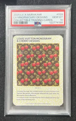 PSA 10 LOUIS VUITTON x MURAKAMI Trading card LV MONOGRAM & CHERRY DESIGNS 028 - Image 1