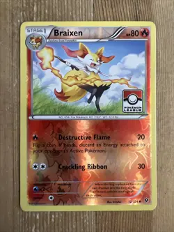 Fates Collide League Promo Braixen Reverse Holo 12/124 LP Pokemon Card - Image 1