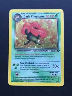 Dark Vileplume Holo 13/82 SWIRL Vintage Team Rocket Rare Pokemon Card WOTC - Image 1
