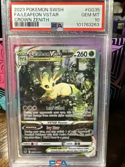 2023 POKEMON SWORD AND SHIELD CROWN ZENITH GG35 FULL ART/LEAFEON VSTAR PSA 10 - Image 4