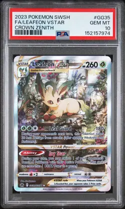 2023 POKEMON SWORD & SHIELD CROWN ZENITH #GG35 FULL ART/LEAFEON VSTAR PSA 10 - Image 1