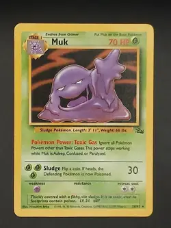 Pokemon TCG Muk Fossil Card 28/62 Rare Non-Holo MP/LP WOTC 1999 - Image 1