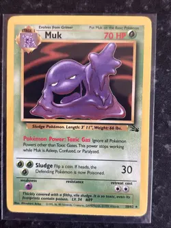 Pokemon TCG Muk Unlimited Edition Fossil Set Non-Holo Rare Card 28/62 LP - Image 1