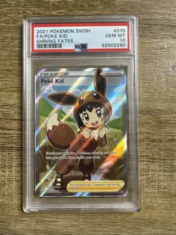 2021 POKEMON SWORD & SHIELD SHINING FATES #070 FULL ART POKE KID PSA 10 070/072 - Image 1
