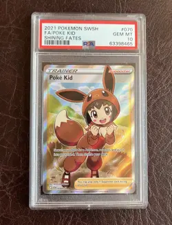 2021 Pokemon Sword & Shield Shining Fates Full Art Poke Kid #070 PSA 10 - Image 1