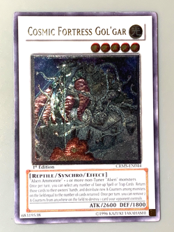 yugioh Cosmic Fortress Gol'Gar CRMS-EN044 Ultimate Rare 1st Edition near mint - Image 1
