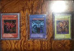 Yugioh 3 Egyptian God Cards Japanese Slifer Obelisk Ra G4-01 G4-02 G4-03 LP - Image 1