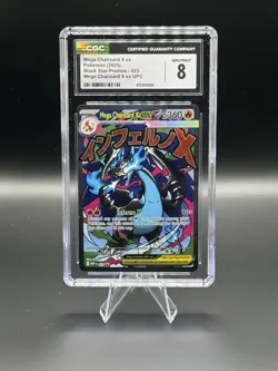 2025 POKEMON MEP EN-ME BLACK STAR PROMO #023 MEGA CHARIZARD X EX CGC 8 - Image 1