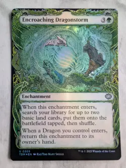 Encroaching Dragonstorm (Foil Showcase) MTG Tarkir TDM | Green Enchantment | NM - Image 1