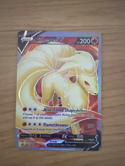 Pokemon TCG Ninetales V Rebel Clash Holo Full Art Ultra Rare Card 177/192 NM UK - Image 1