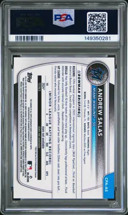 2025 Bowman Chrome 1st Andrew Salas Auto PSA 10 - Image 2