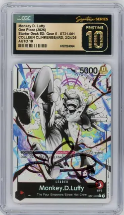 CGC Pr 10 Auto 10 C Clinkenbeard Monkey.D.Luffy ST21-001 SDEX Gear 5 Alt Art Par - Image 1