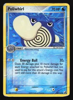 Pokemon Poliwhirl 68/115 EX Unseen Forces Stamped Reverse Holo DMG - Image 1