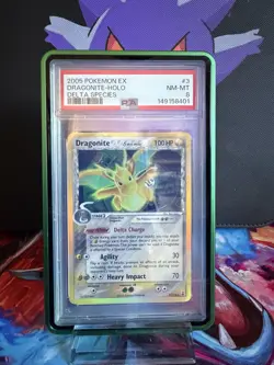 PSA 8 Pokemon TCG Dragonite EX Delta Species Holo Rare Card 2005 NM-MT - Image 1
