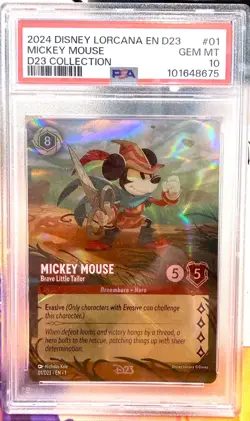 DISNEY LORCANA MICKEY MOUSE D23 BRAVE LITTLE TAILOR. GRADED PSA 10. - Image 1