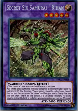 Secret Six Samurai - Rihan SPWA-EN006 Spirit Warriors Yu-Gi-Oh 1st Edition LP - Image 1