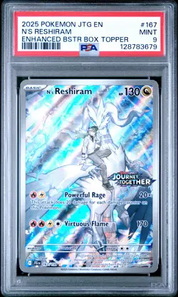 2025 POKEMON JTG EN-JOURNEY TOGETHER #167 N'S RESHIRAM PSA 9 - Image 1