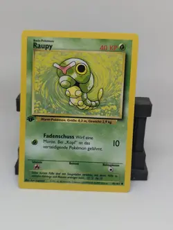 1st Edition Caterpie (Raupy) 45/102 - NM Near Mint German Base Set Pokemon Card - Image 1