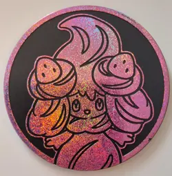 Pokemon Holiday Calendar 2025 Large Flip Coin Token Alcremie Glitter Pink - Image 1