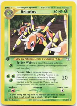 Ariados 27/111 Uncommon Neo Genesis Pokemon 1st Edition Moderately Played - Image 1