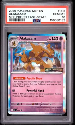 2025 POKEMON MEP EN-ME BLACK STAR PROMO #003 ALAKAZAM PSA 10 - Image 1