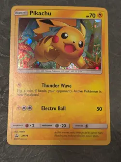 Pokemon Card Pikachu SM76 Black Star Promo Holo Near Mint - Image 1