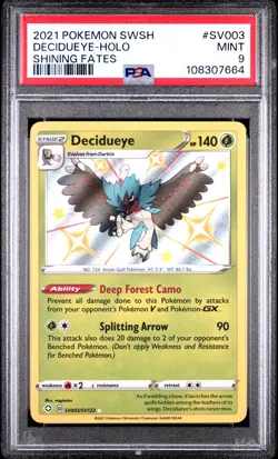 2021 POKEMON SWORD & SHIELD SHINING FATES #SV003 DECIDUEYE-HOLO PSA 9 - Image 1