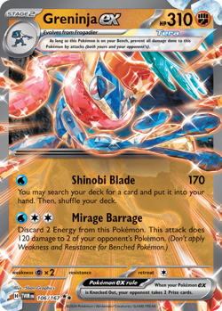 Greninja ex 106/167 Twilight Masquerade Double Rare Holo Near Mint Pokemon TCG - Image 1