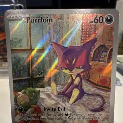 Pokemon TCG Purrloin 136/086 Sv: White Flare Illustration Rare Holo Full Art EN - Image 2