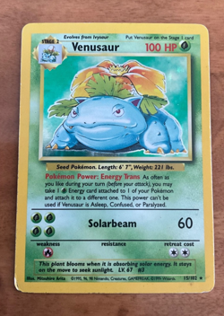 Pokemon Base Set Venusaur Holo 15/102 Vintage WOTC Excellent LP Condition - Image 1