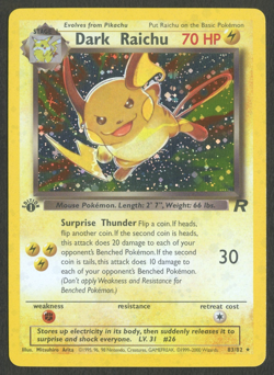 Pokemon TCG: Dark Raichu 83/82 Team Rocket Holo 1st Edition Secret Rare NM - Image 1