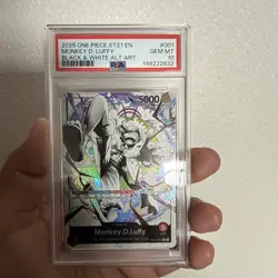 ONE PIECE 2025 MONKEY D. LUFFY BLACK & WHITE ALT ART ST21 EN #001 GEM MT PSA 10 - Image 2