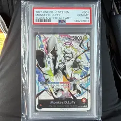 ONE PIECE 2025 MONKEY D. LUFFY BLACK & WHITE ALT ART ST21 EN #001 GEM MT PSA 10 - Image 2