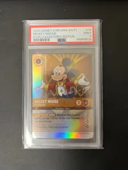 2023 DISNEY LORCANA EN P1 MICKEY MOUSE D100 COLLECTORS EDITION #18 PSA 9 - Image 1