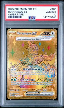 Pokemon Terapagos ex Hyper Rare Holo SV Prismatic Evolutions 180/131 PSA 10 - Image 1